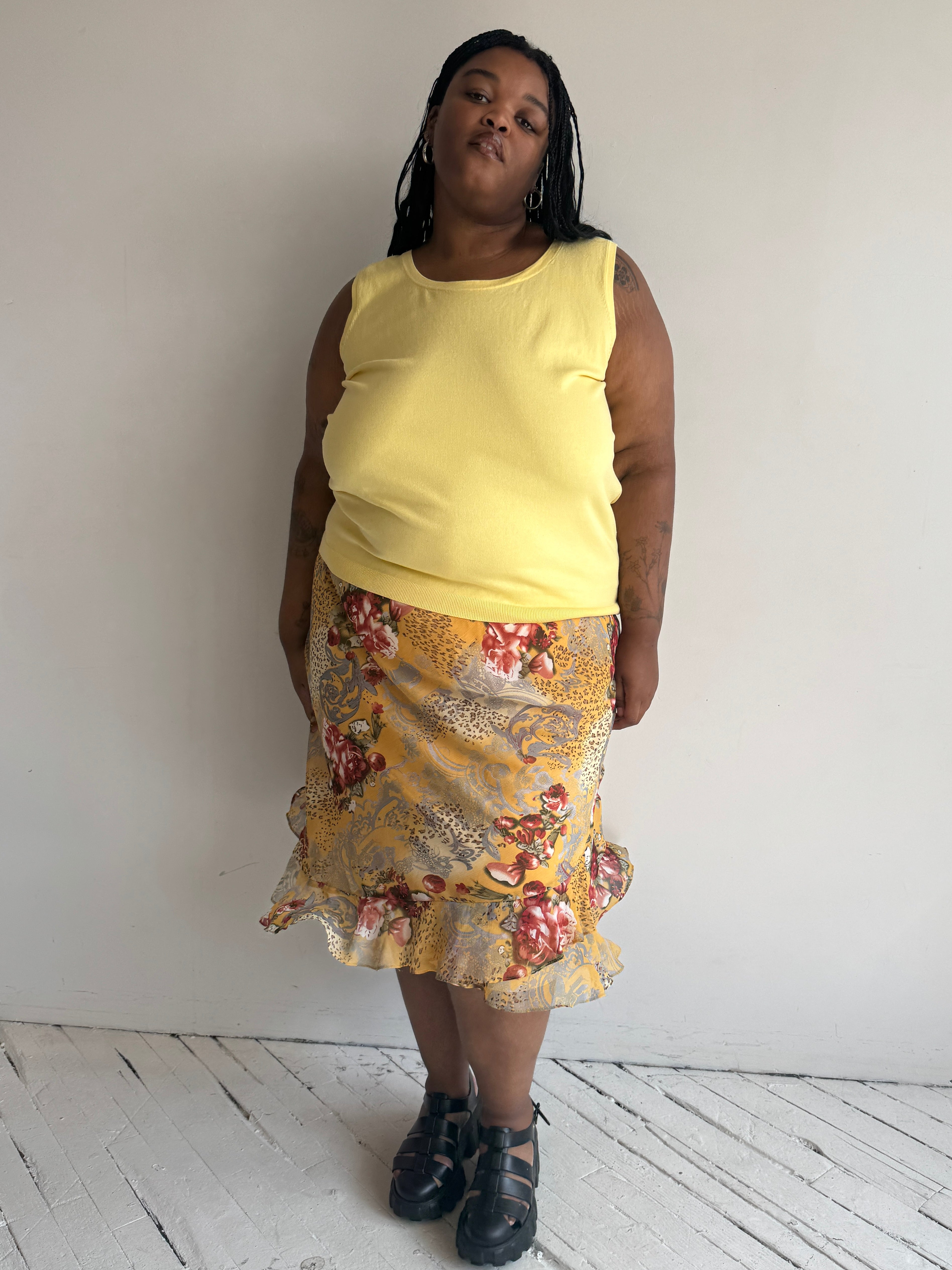 Vintage - Floral Leopard Skirt (3X)