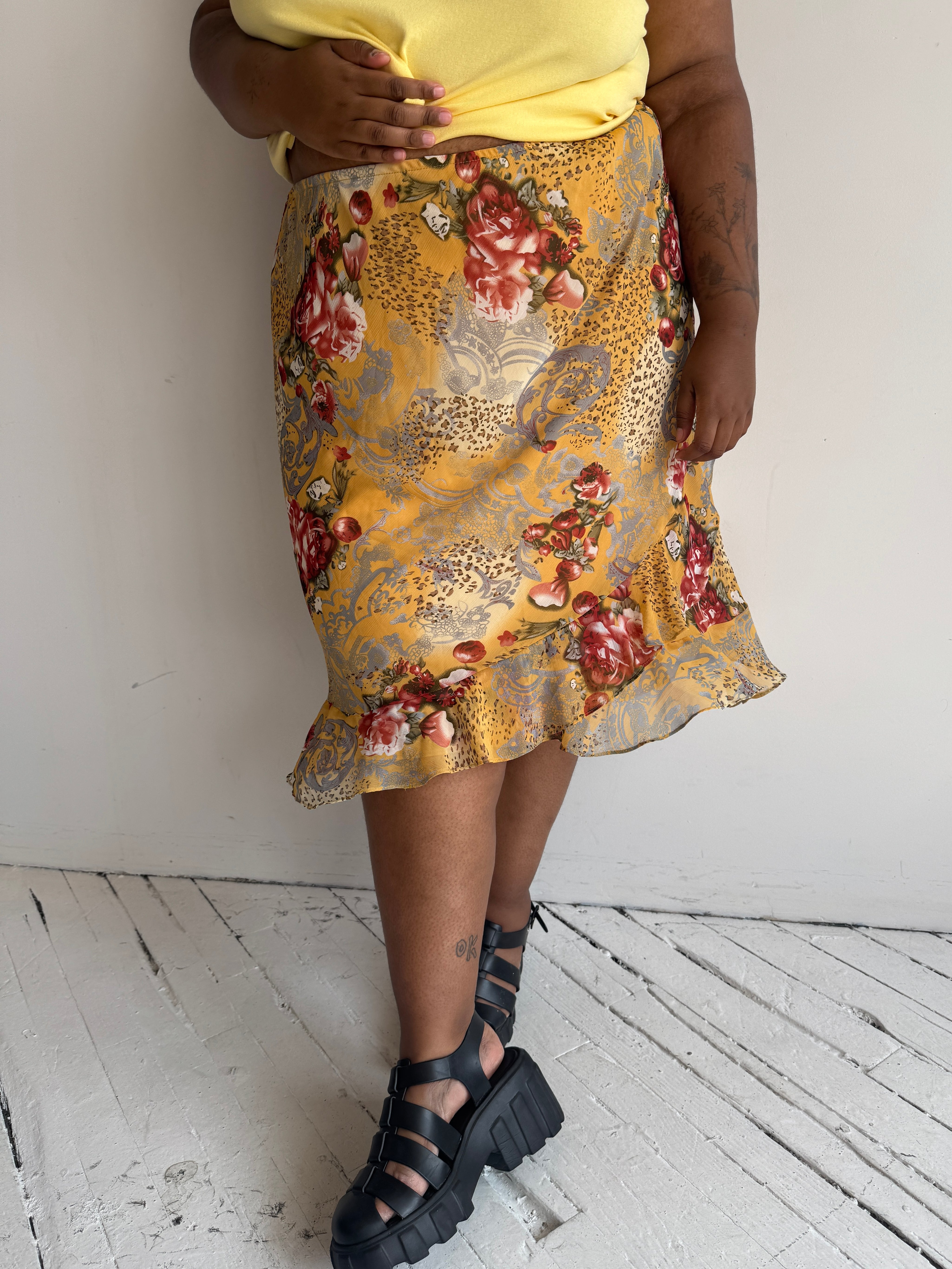 Vintage - Floral Leopard Skirt (3X)
