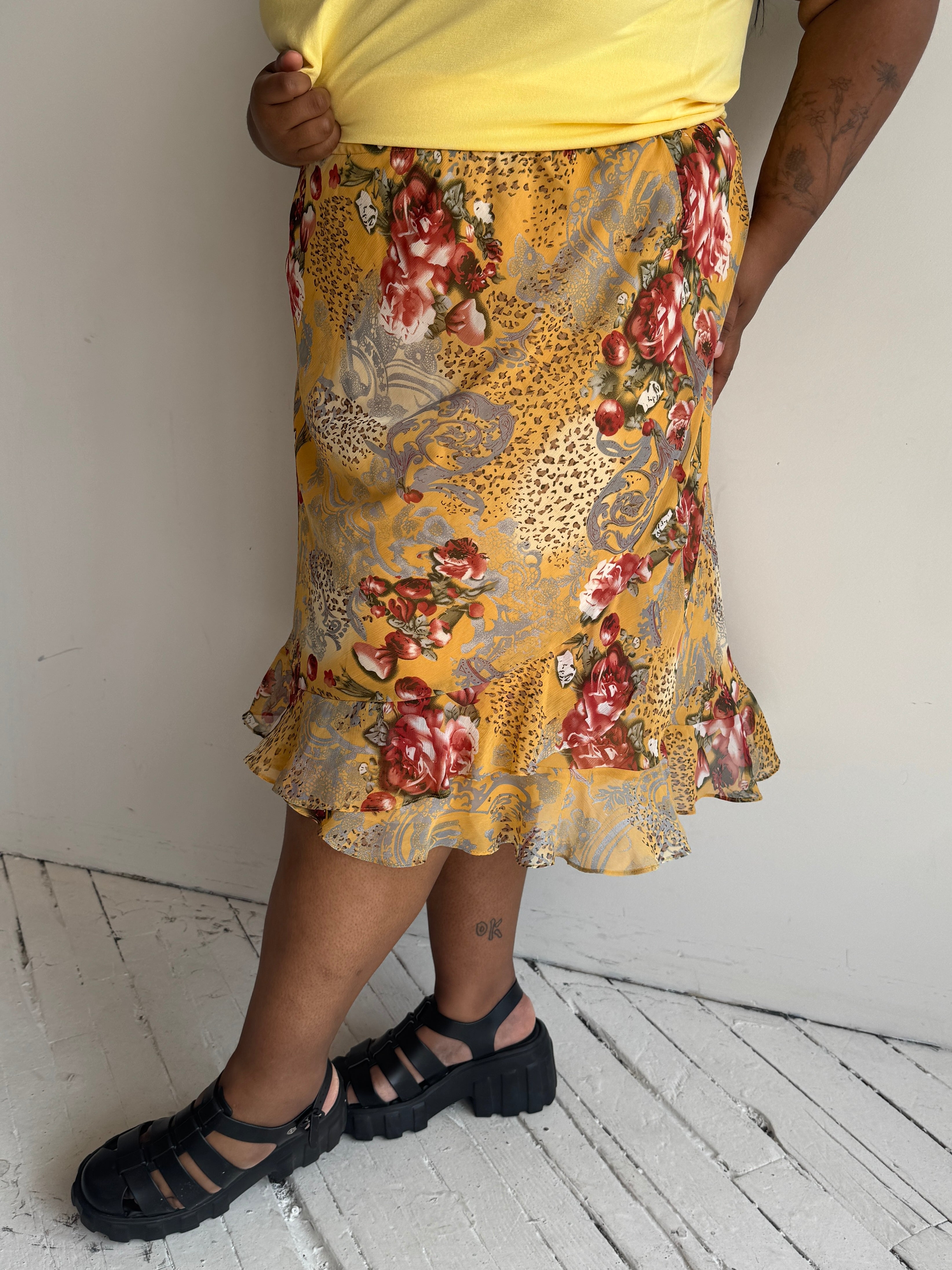 Vintage - Floral Leopard Skirt (3X)