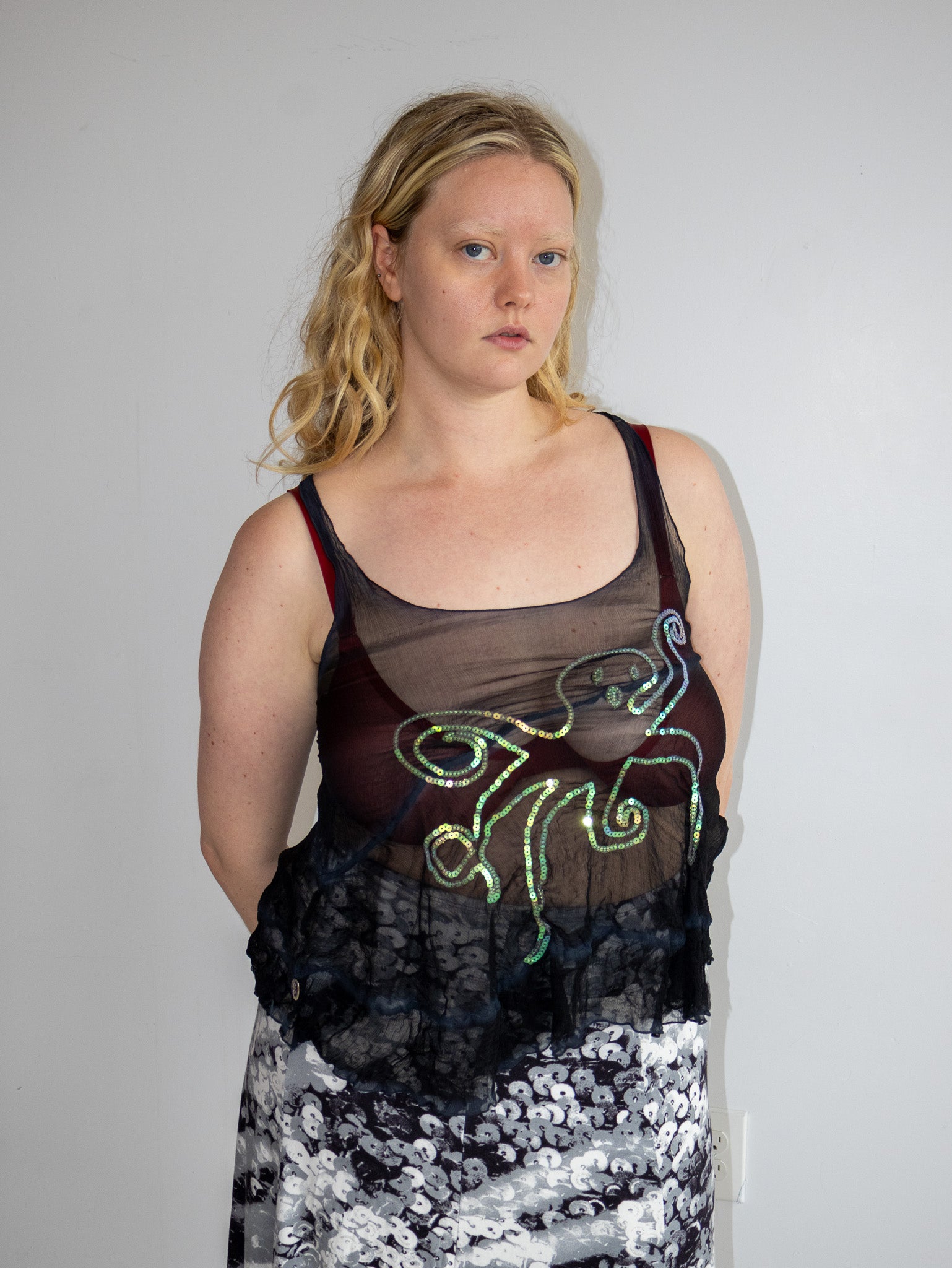 Italian Vintage - Silk Sequin Octopus Tank (M/L)