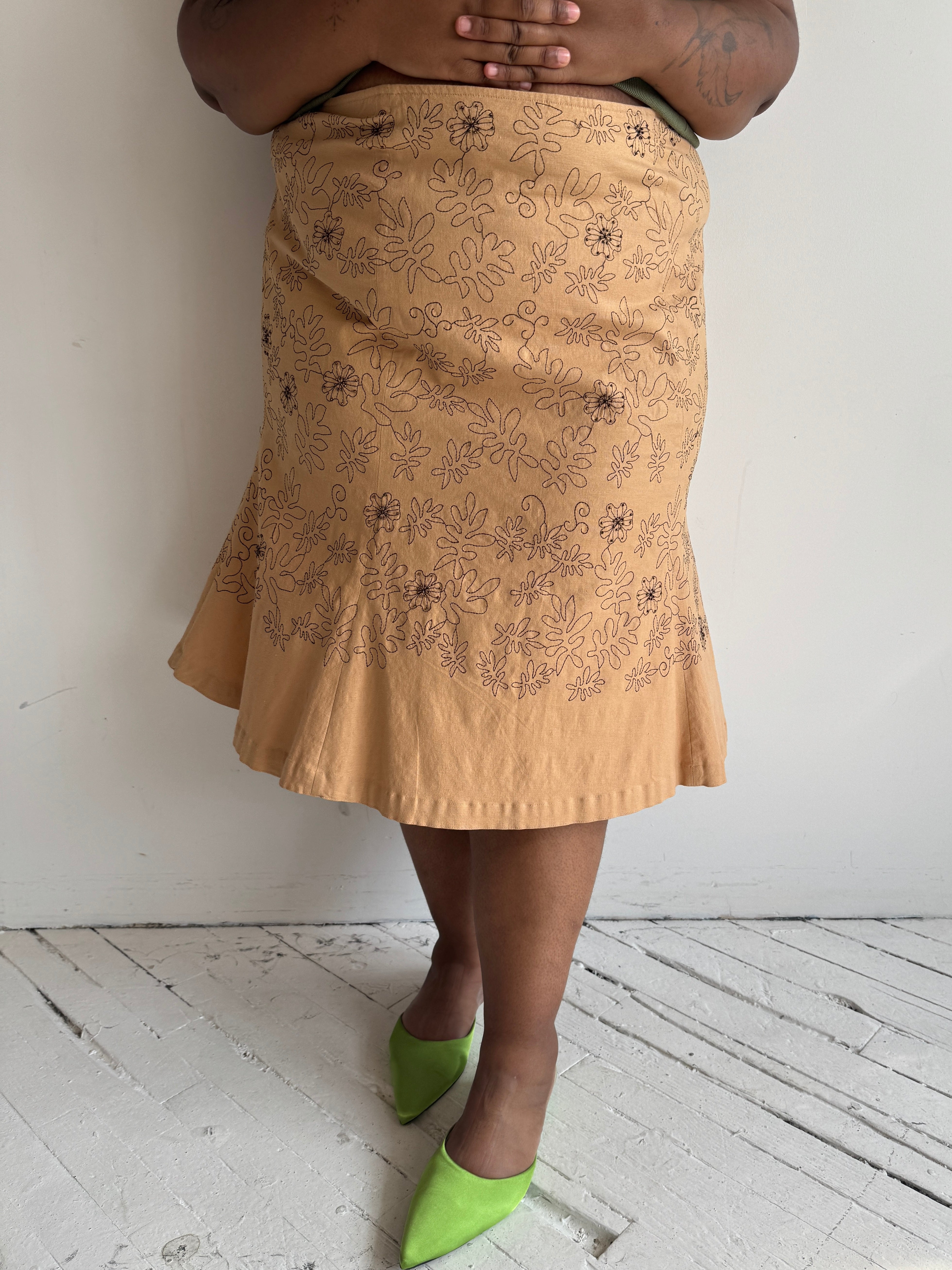 Vintage - Linen Embroidered Skirt (3X)