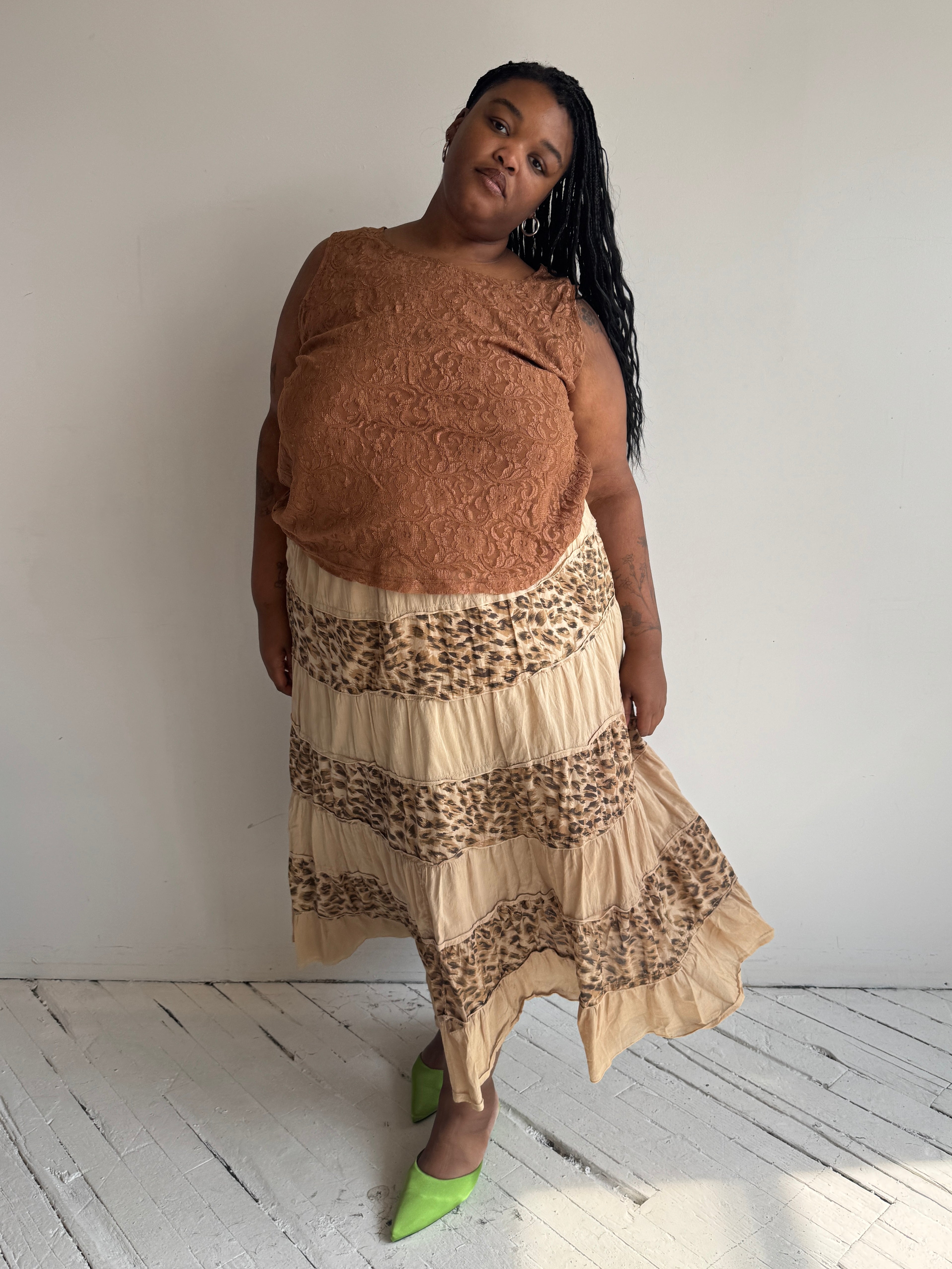 Vintage - Leopard Tiered Skirt (3X)