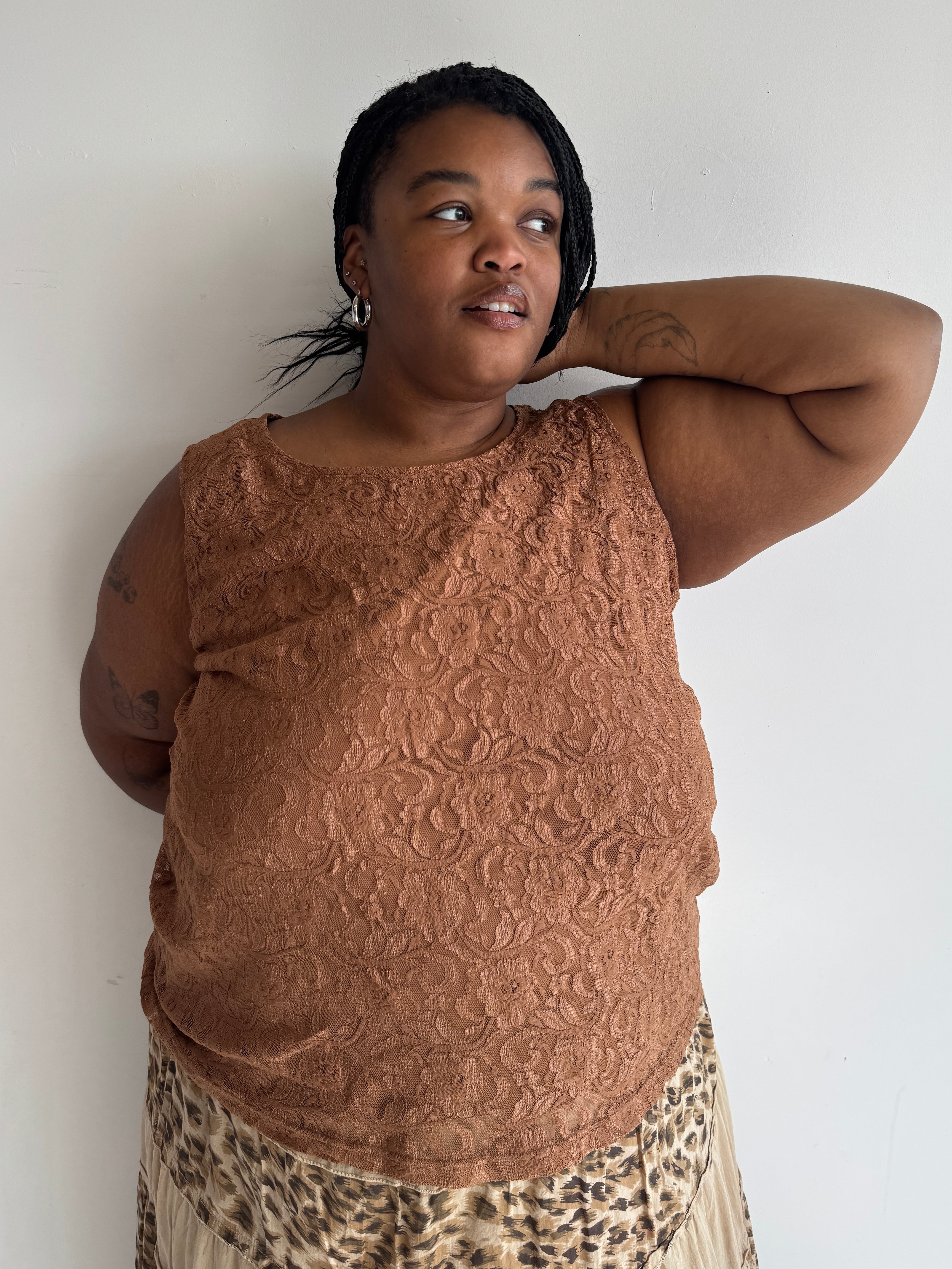 Vintage - Brown Lace Tank (3X)
