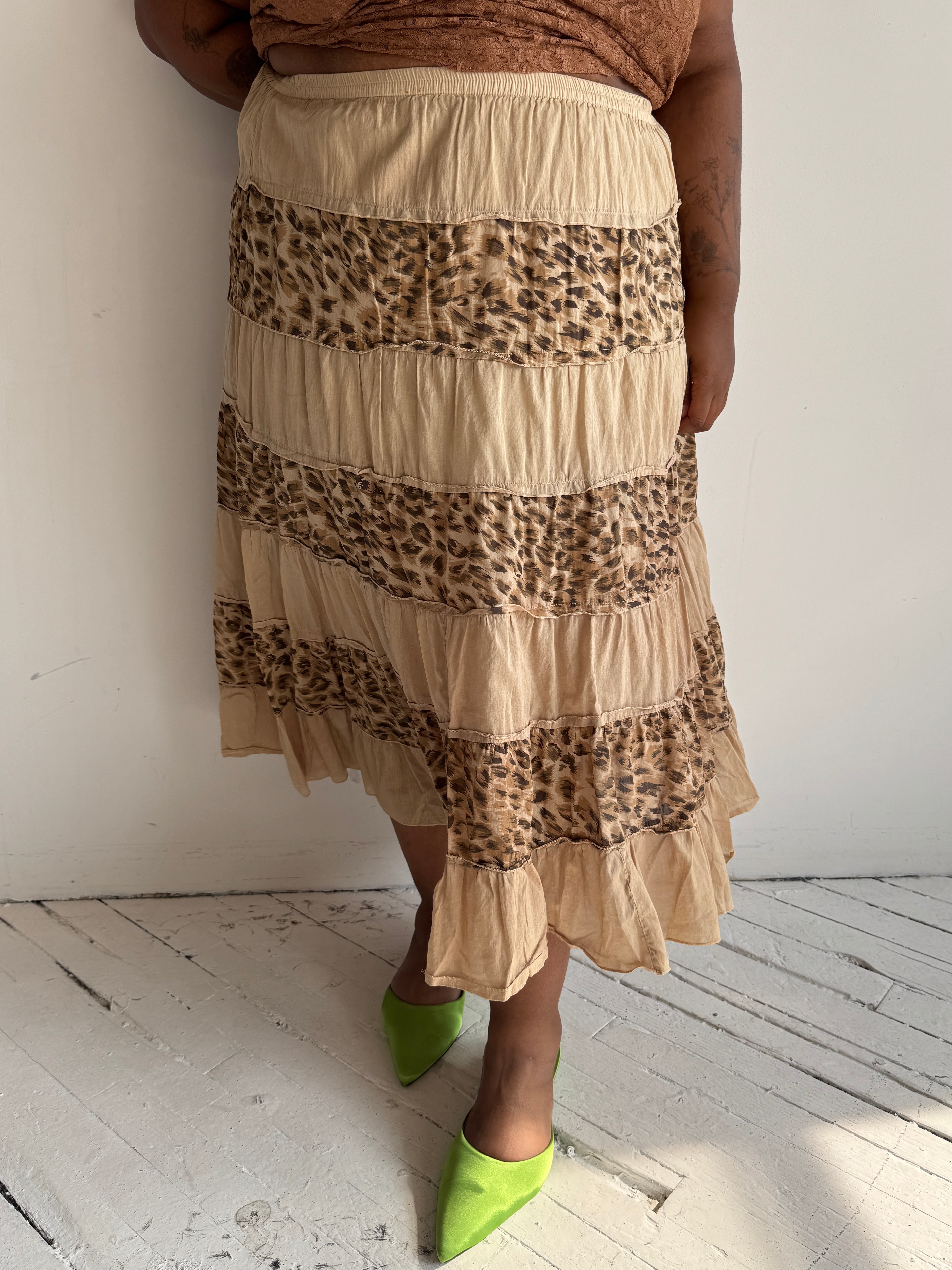 Vintage - Leopard Tiered Skirt (3X)