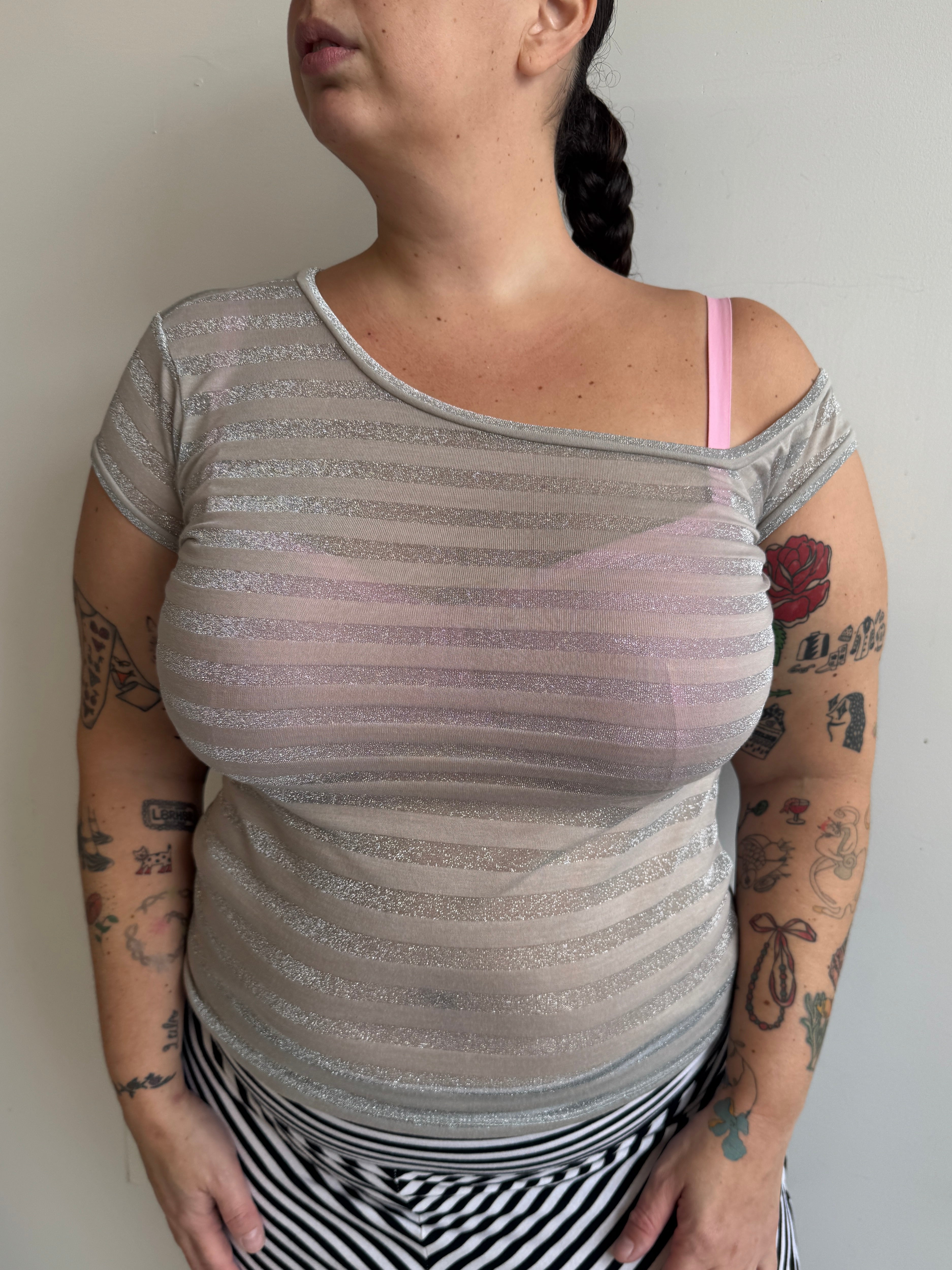 Ophelia Byrne - Asymmetrical Silver Baby T (L-3X)