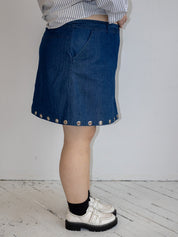 Shop Journal - Denim Mini Grommet Skirt (2X)