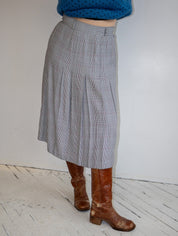 Vintage - Gray Plaid Pleated Skirt (L)
