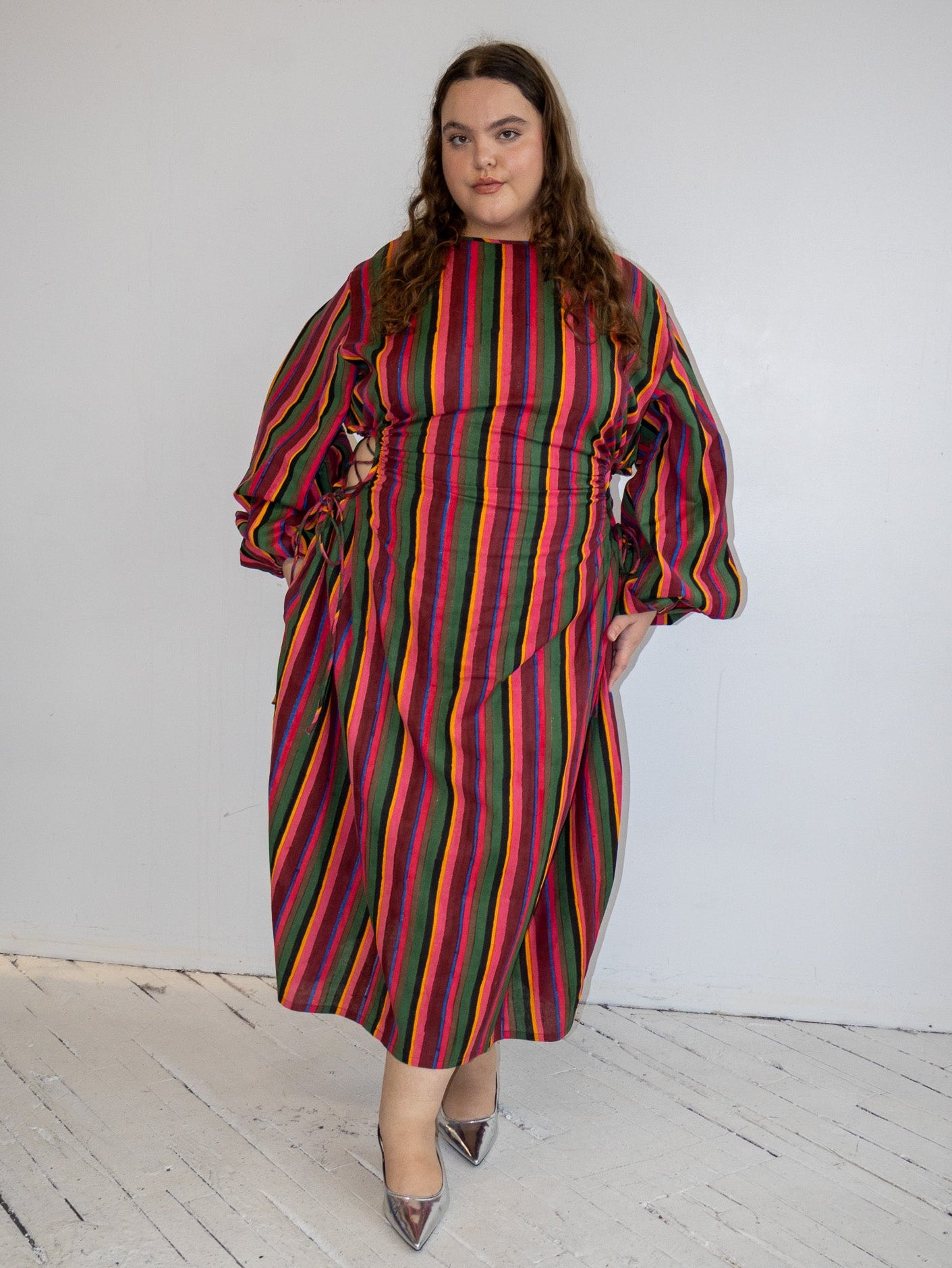 NBNW - Sleeved Cut Out Blocko Dress (1X-4X)
