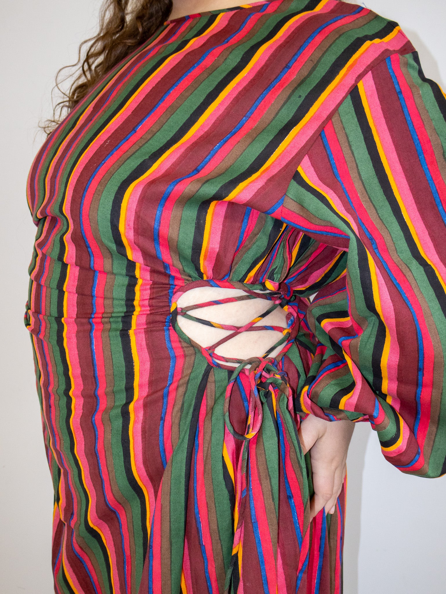 NBNW - Sleeved Cut Out Blocko Dress (1X-4X)
