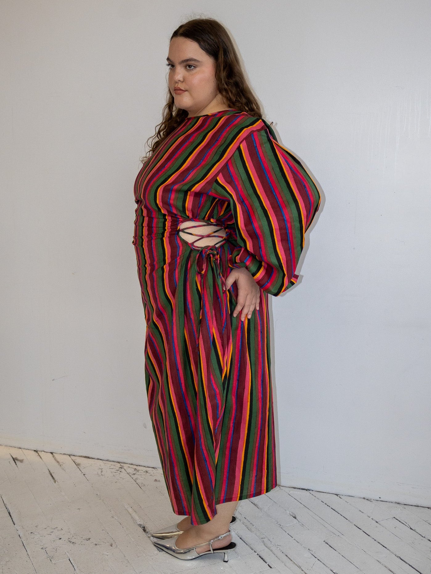 NBNW - Sleeved Cut Out Blocko Dress (1X-4X)
