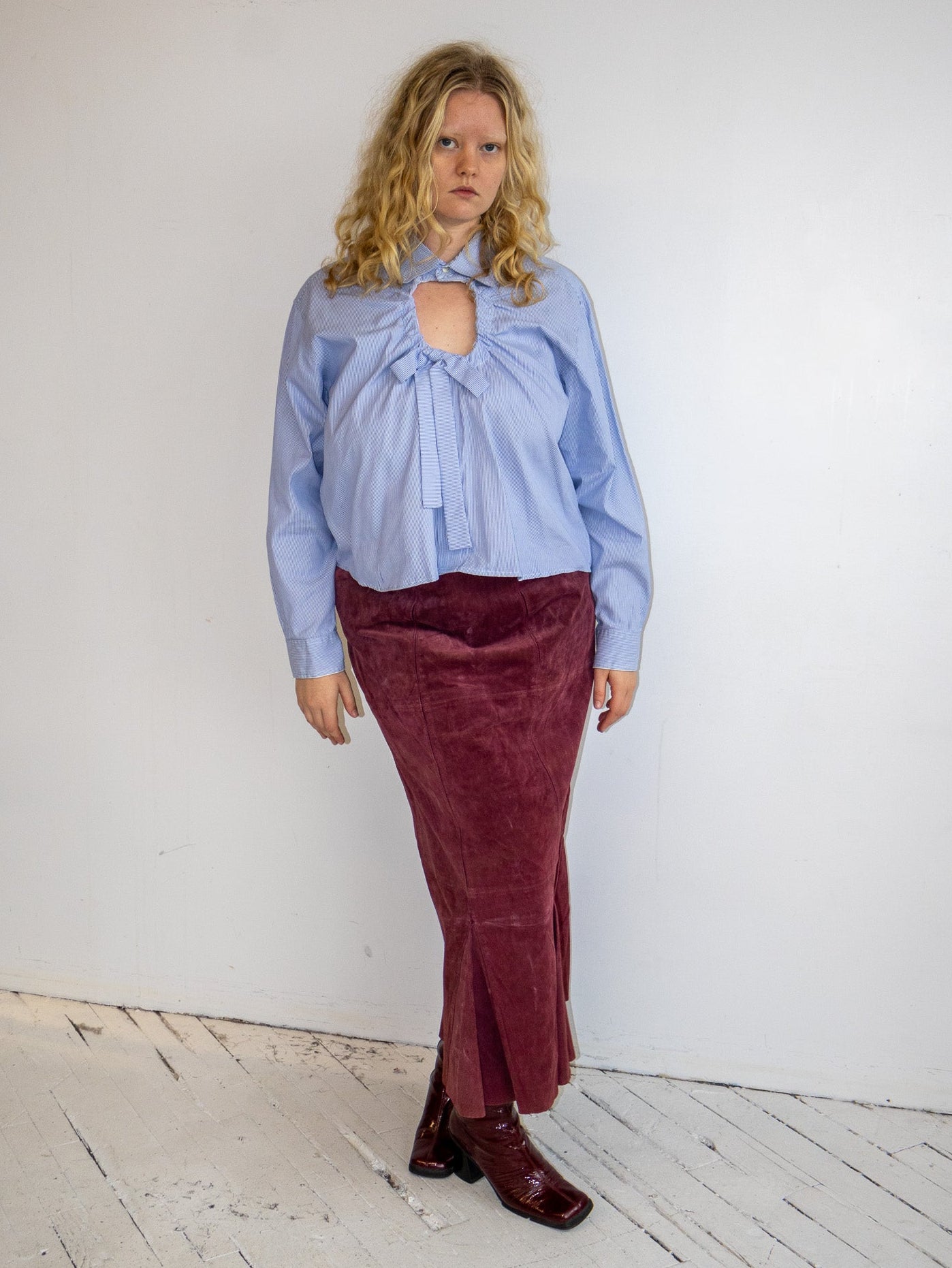 Vintage - Wine Suede Maxi Skirt (XL)
