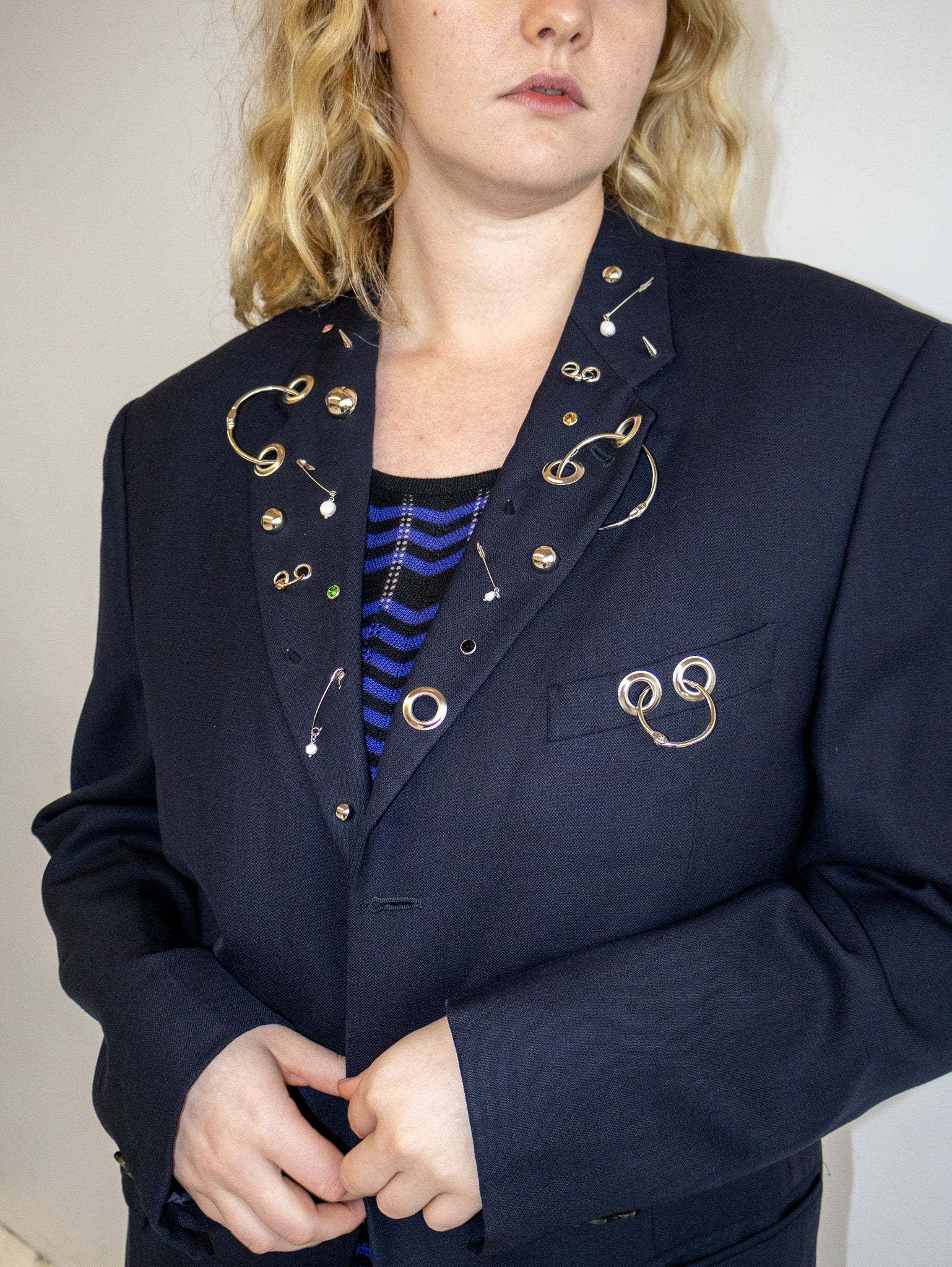 Shop Journal x BRZ - Navy Embellished Blazer (L/XL)