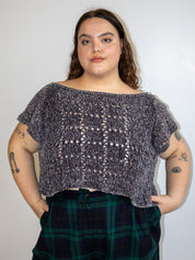 Flower Boy Ted - Charcoal Crochet Top (2X-5X)