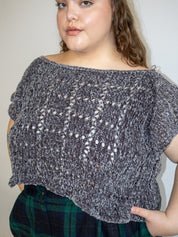 Flower Boy Ted - Charcoal Crochet Top (2X-5X)