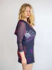 Vintage - Mesh Floral Hooded Dress (L-1X)