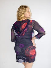 Vintage - Mesh Floral Hooded Dress (L-1X)