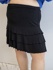 Vintage - Black Stretch Ruffle Skirt (1X-3X)