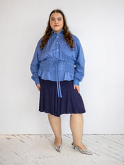 Vintage - Navy Polka Dot Skirt (1X/2X)