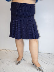 Vintage - Navy Polka Dot Skirt (1X/2X)