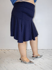 Vintage - Navy Polka Dot Skirt (1X/2X)