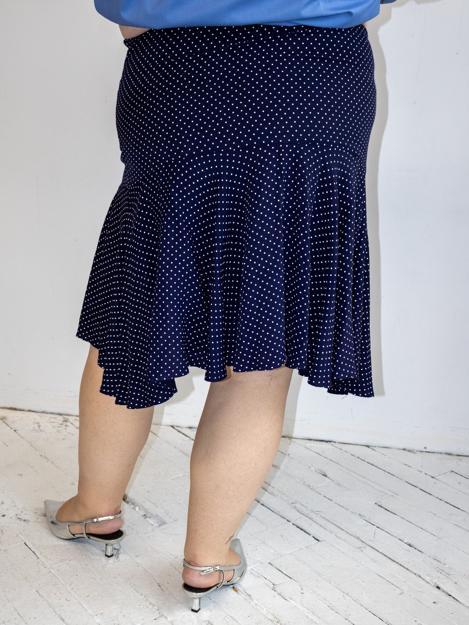 Vintage - Navy Polka Dot Skirt (1X/2X)