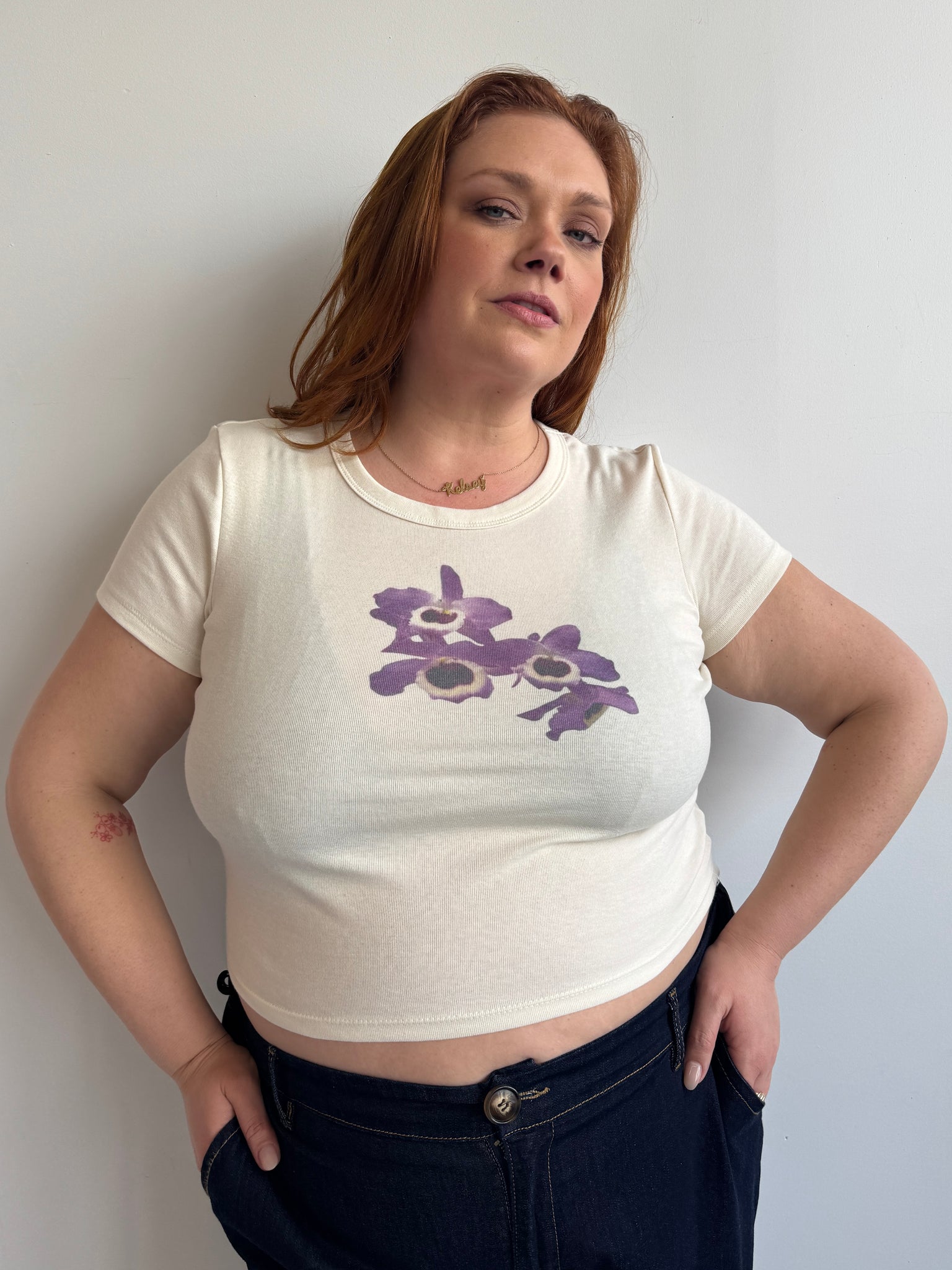Laila Textiles - Purple Orchid Baby Tee (XL + 2X)