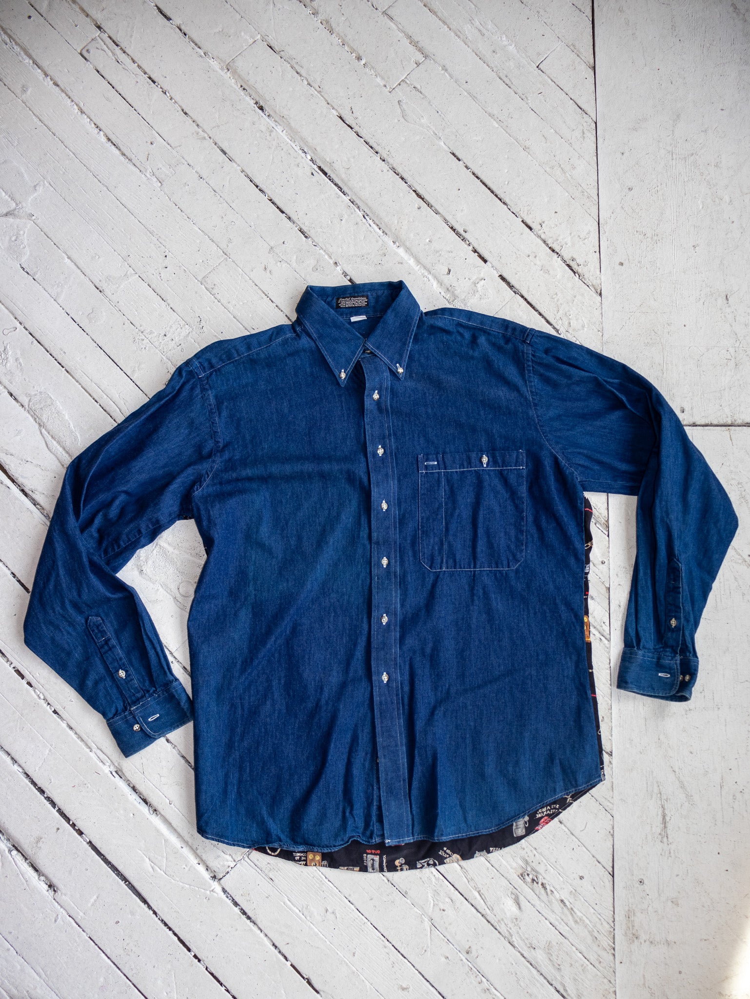 Nicole Miller - Silk + Denim Phone Shirt (XL)