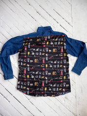 Nicole Miller - Silk + Denim Phone Shirt (XL)