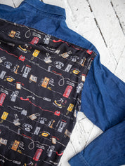 Nicole Miller - Silk + Denim Phone Shirt (XL)