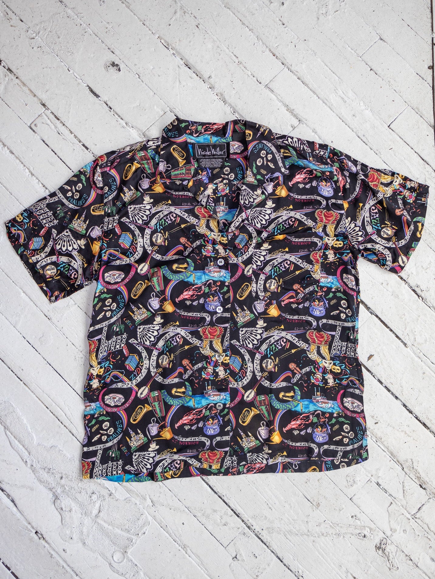 Nicole Miller - Silk New Orleans Jazz Shirt (M/L)
