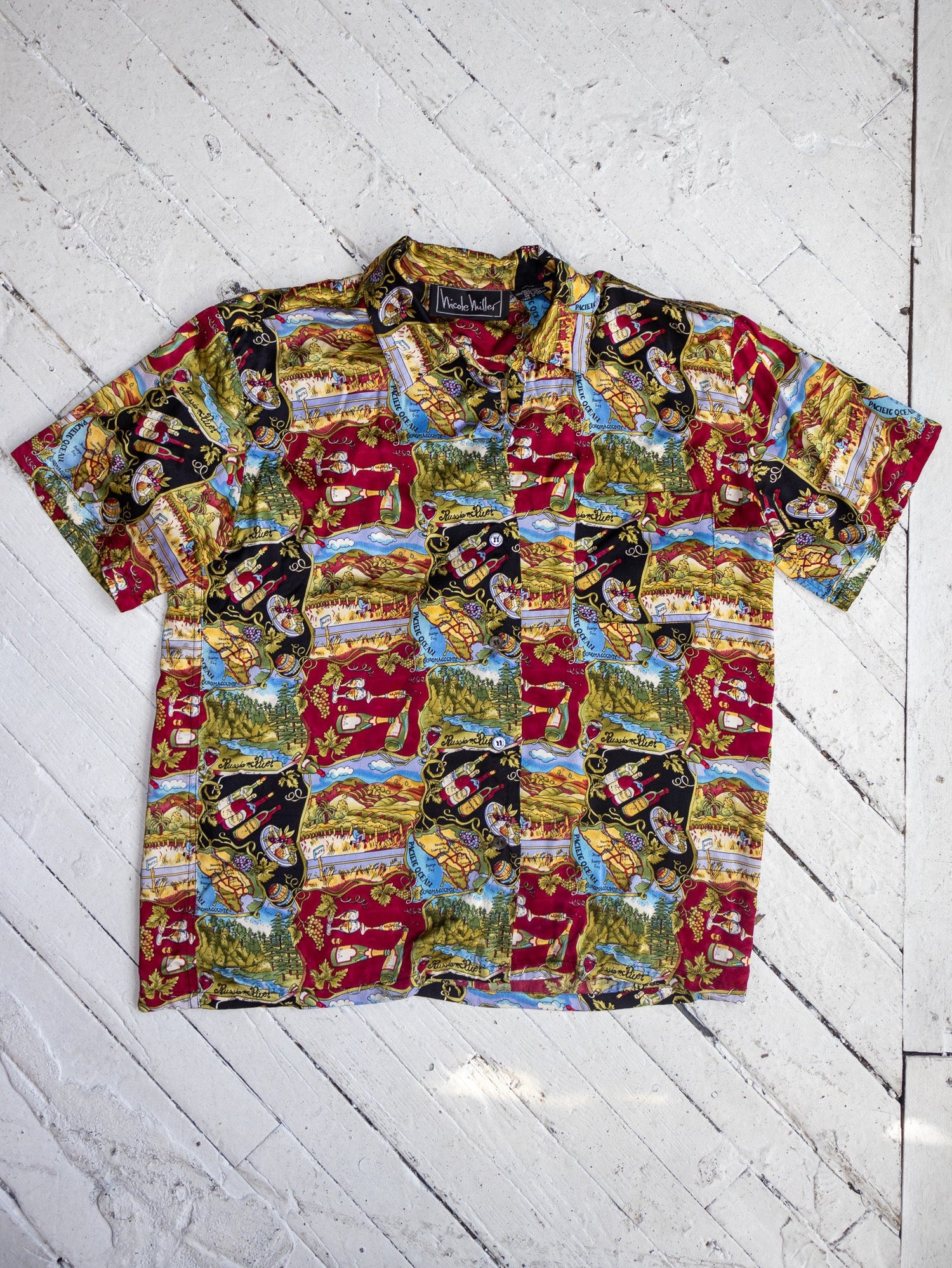 Nicole Miller - Silk Wine Vineyard Shirt (L)