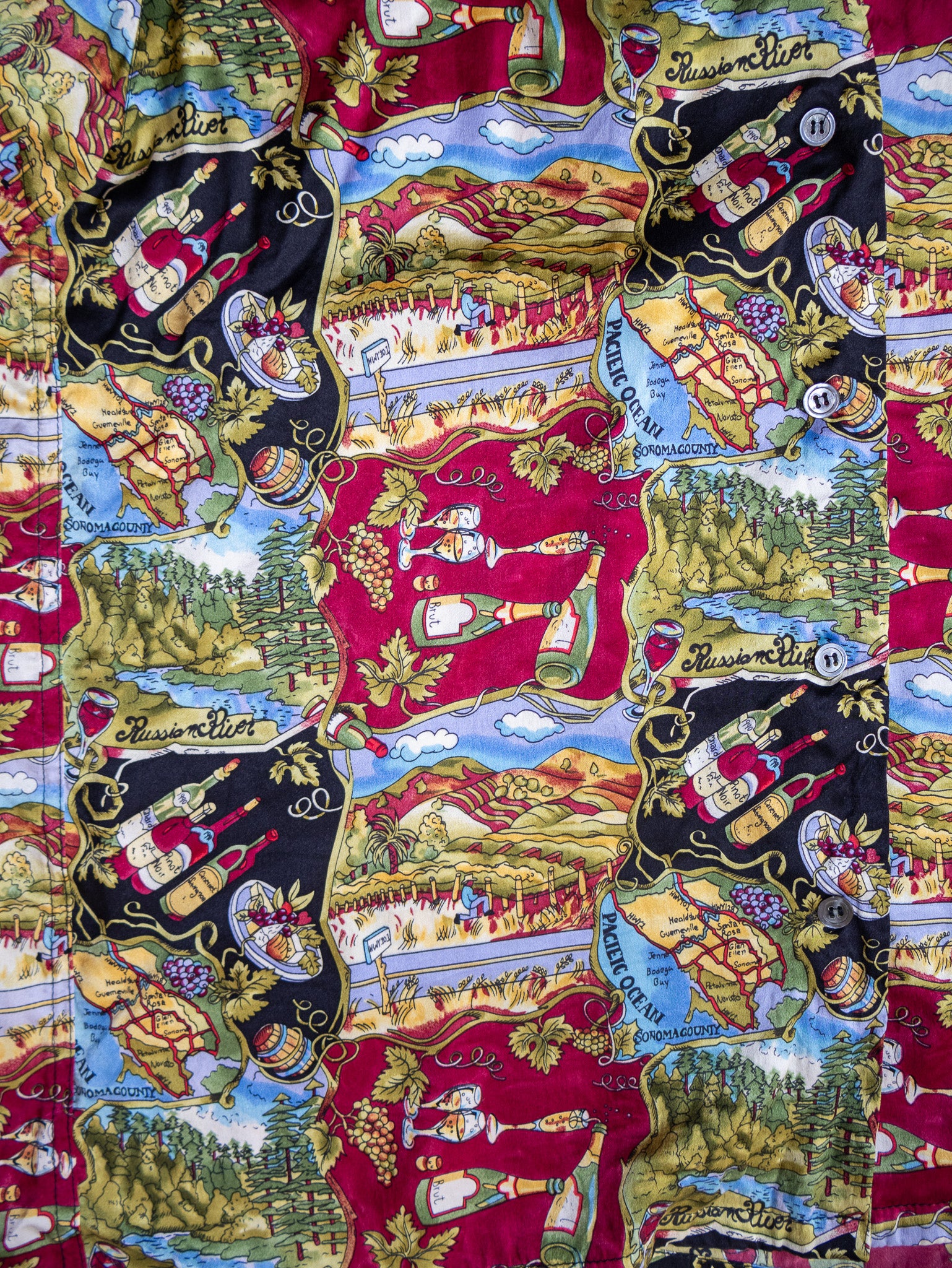 Nicole Miller - Silk Wine Vineyard Shirt (L)