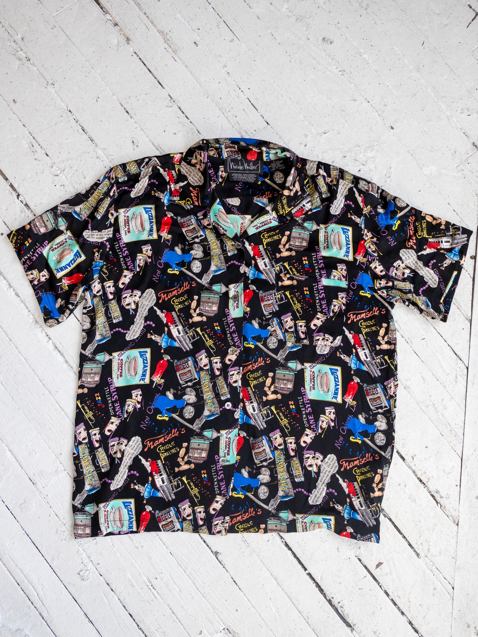 Nicole Miller - Silk New Orleans Coffee Shirt (L/XL)