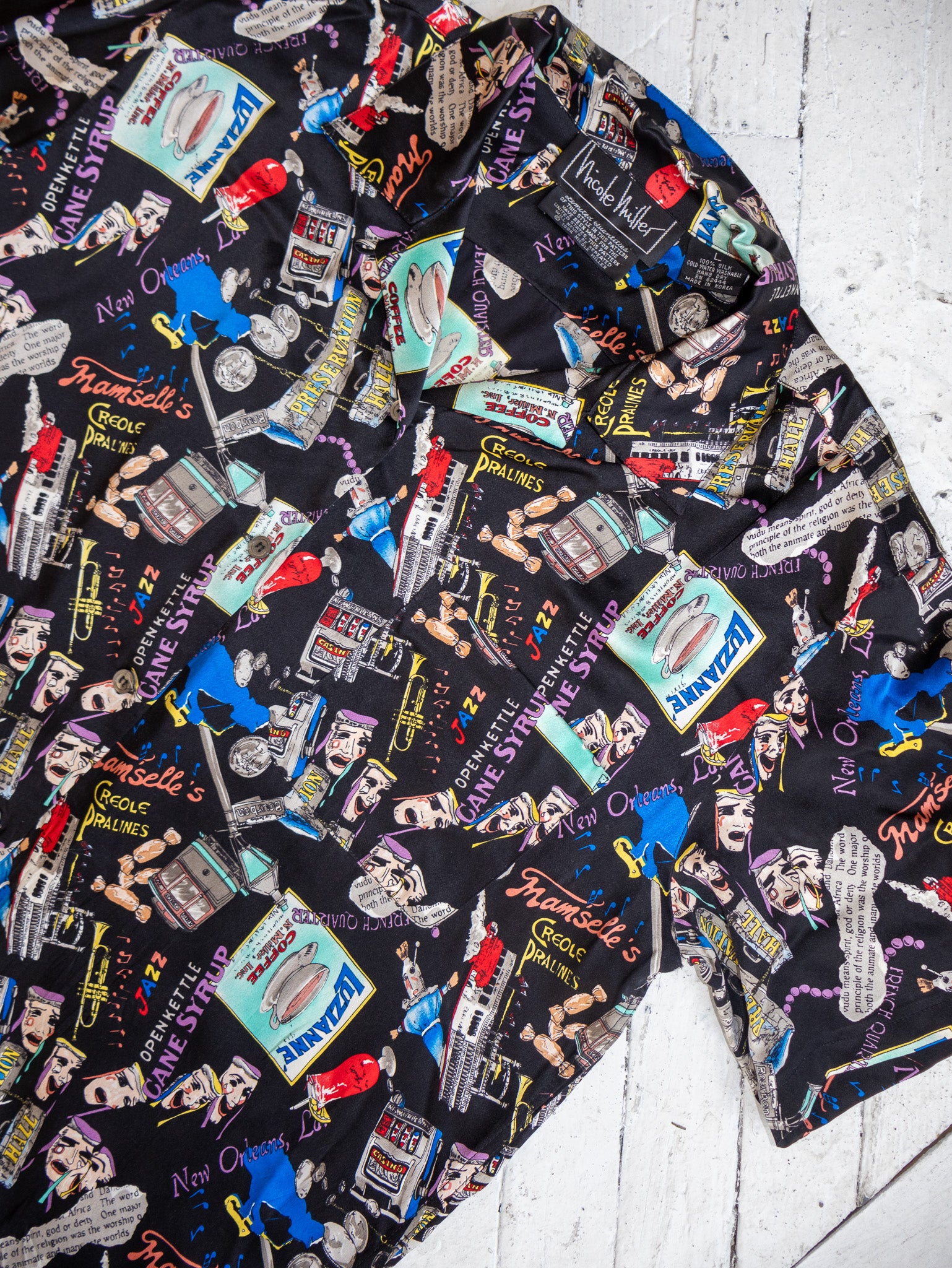 Nicole Miller - Silk New Orleans Coffee Shirt (L/XL)