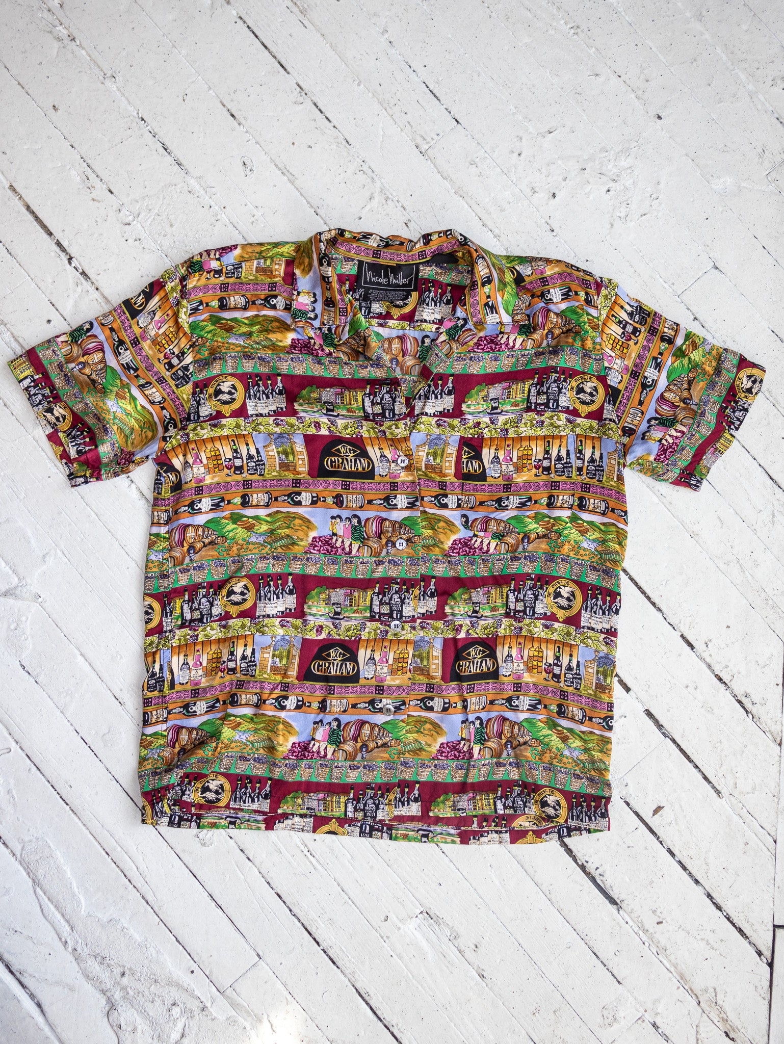 Nicole Miller - Silk Graham Wine Shirt (M/L)