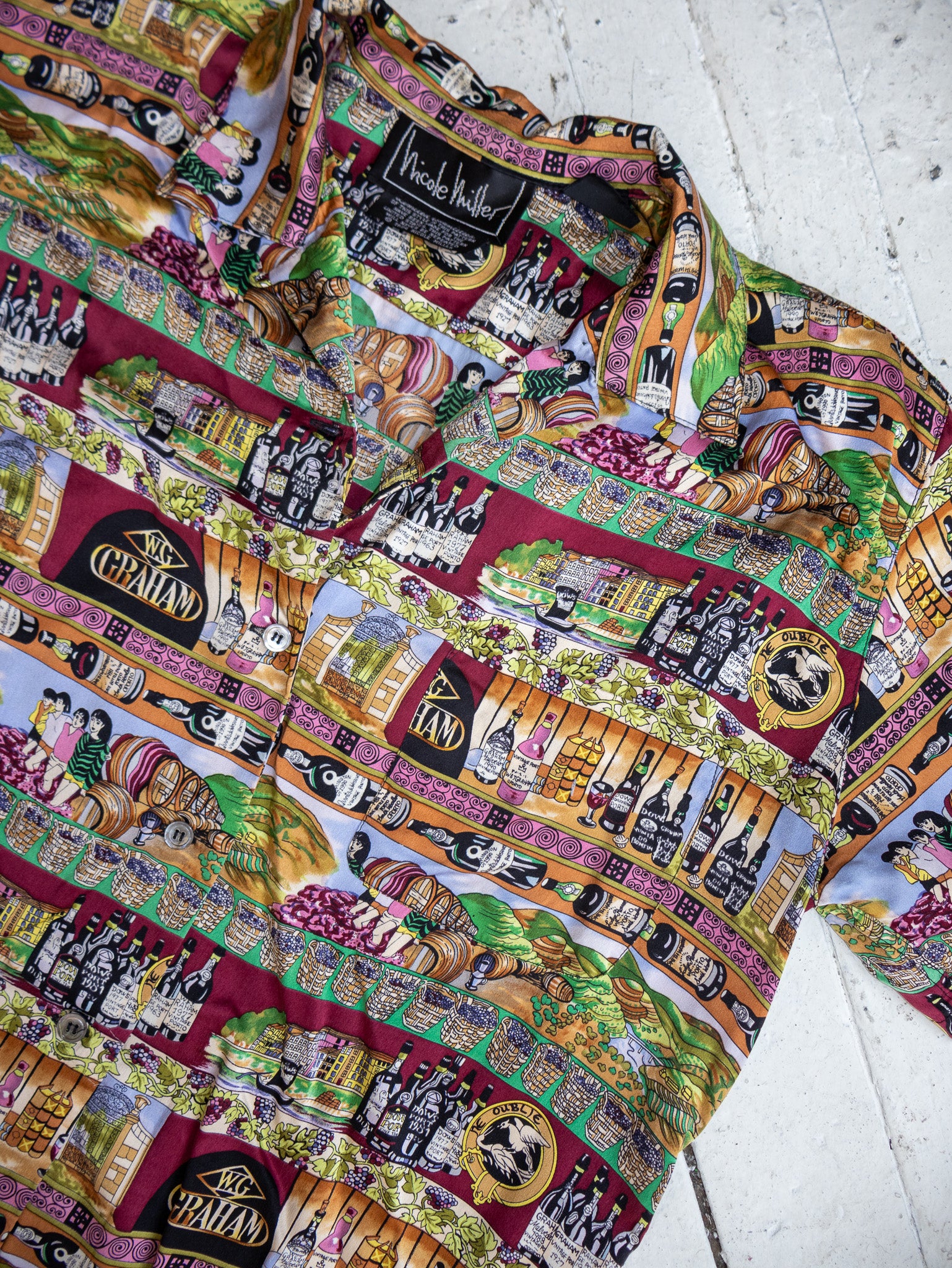 Nicole Miller - Silk Graham Wine Shirt (M/L)