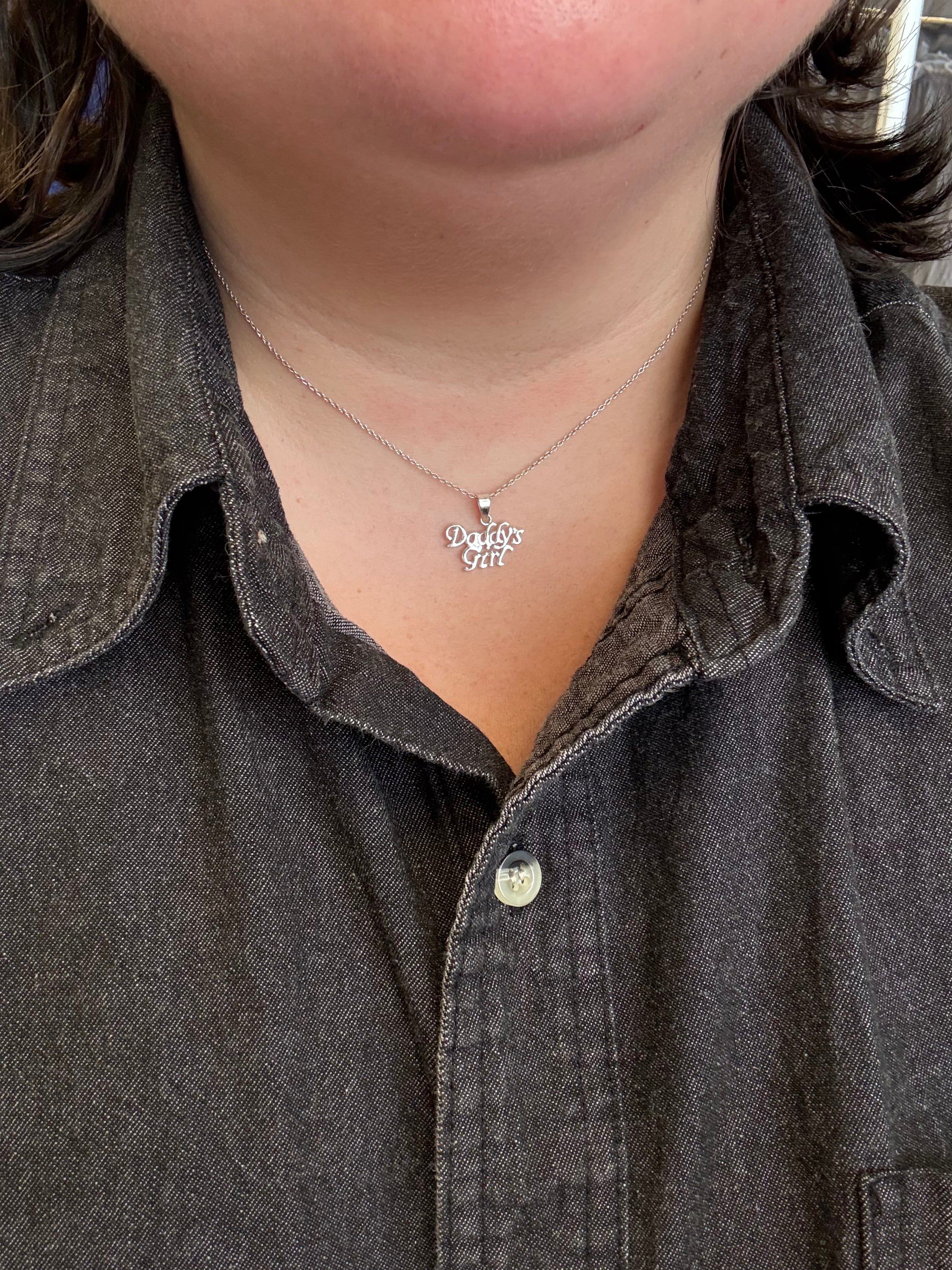 Vintage - Silver "Daddy's Girl" Necklace (16-18”)