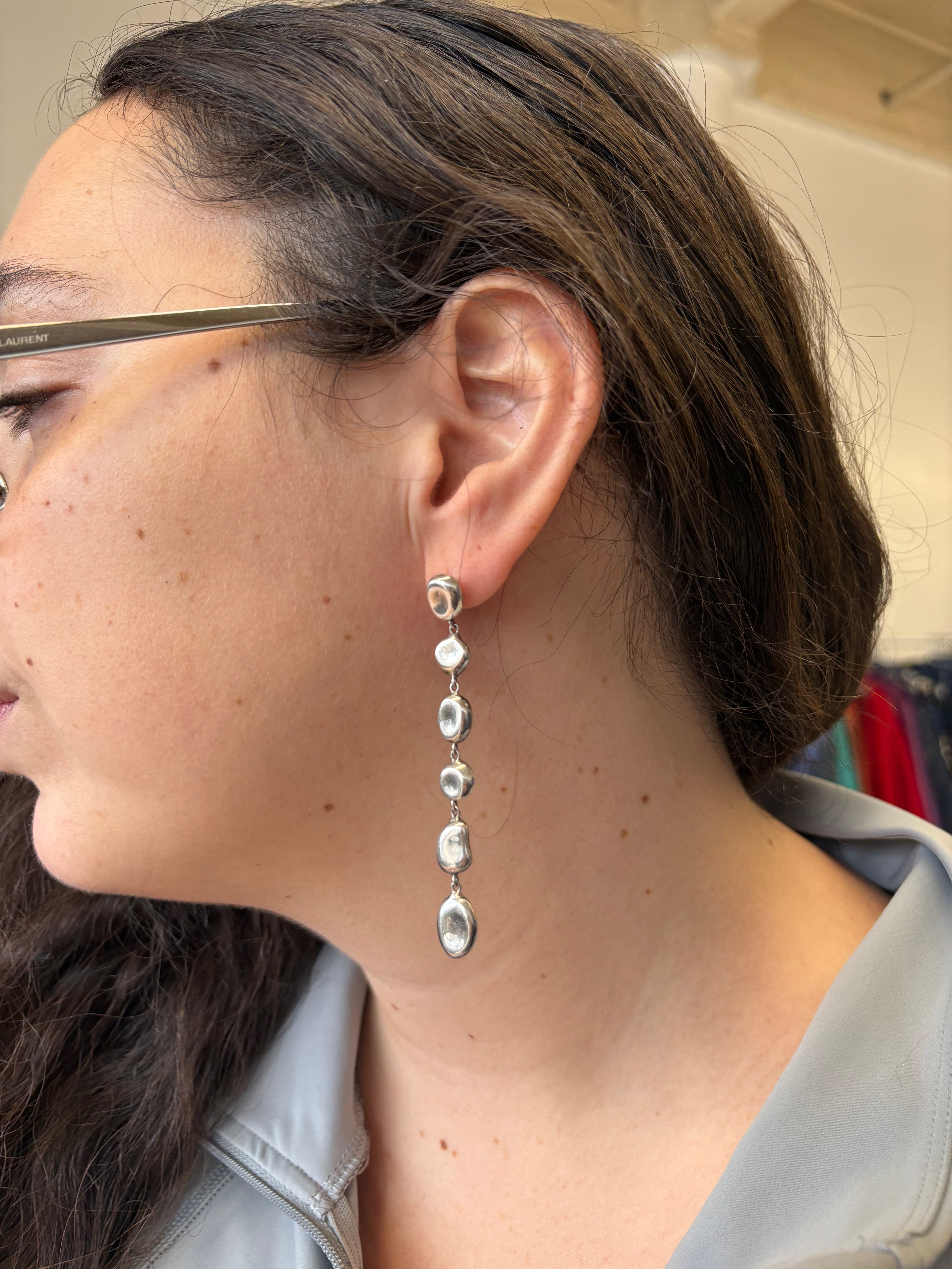 Vintage - Silver Bean Drop Earrings