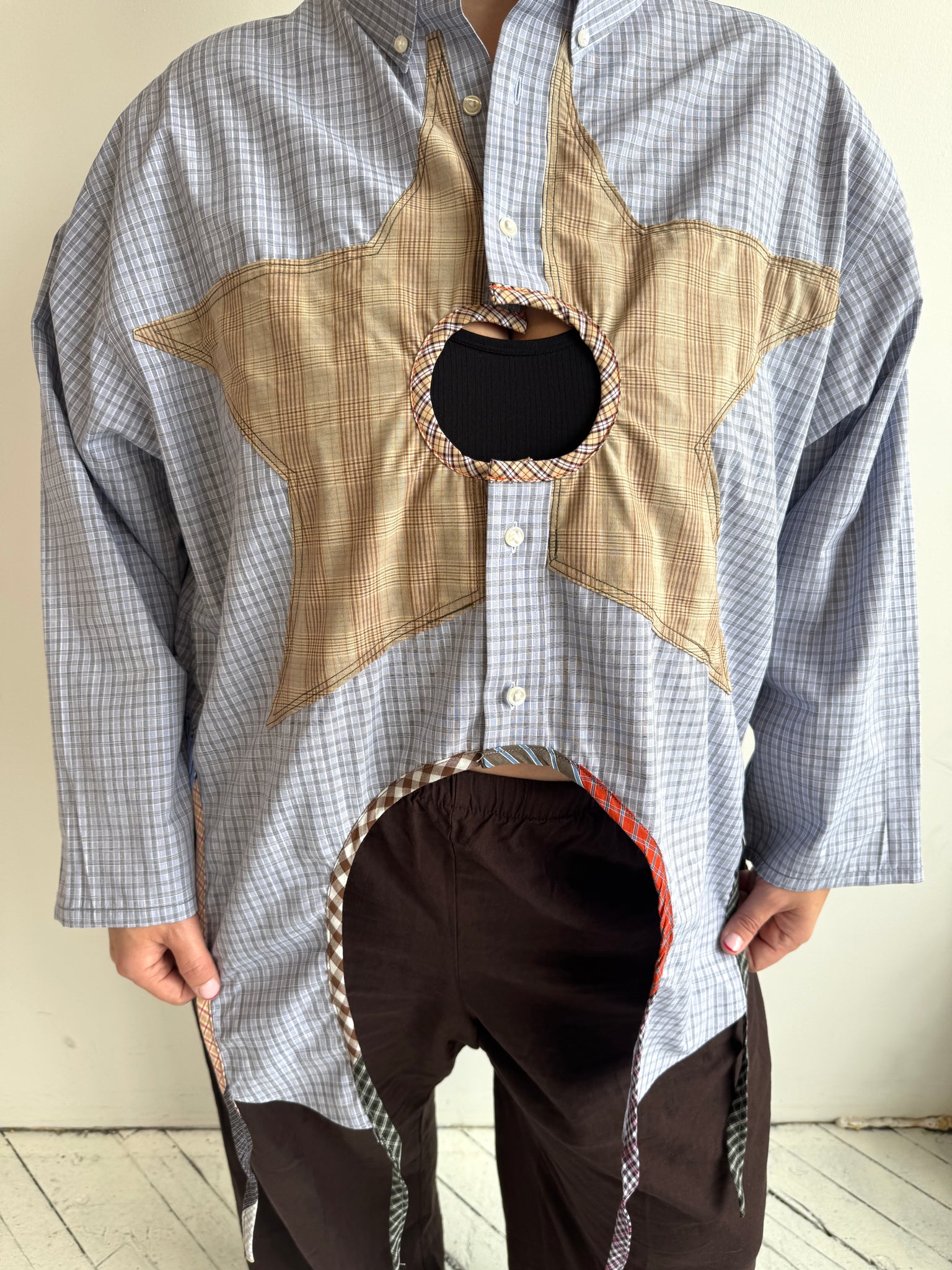Tiberi x BRZ - Blue & Yellow Reworked Cutout Star Shirt (3X)