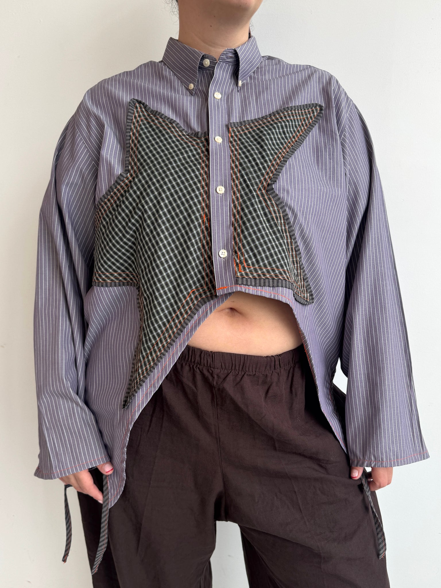 Tiberi x BRZ - Reworked Pinstripe Star Shirt (2X/3X)