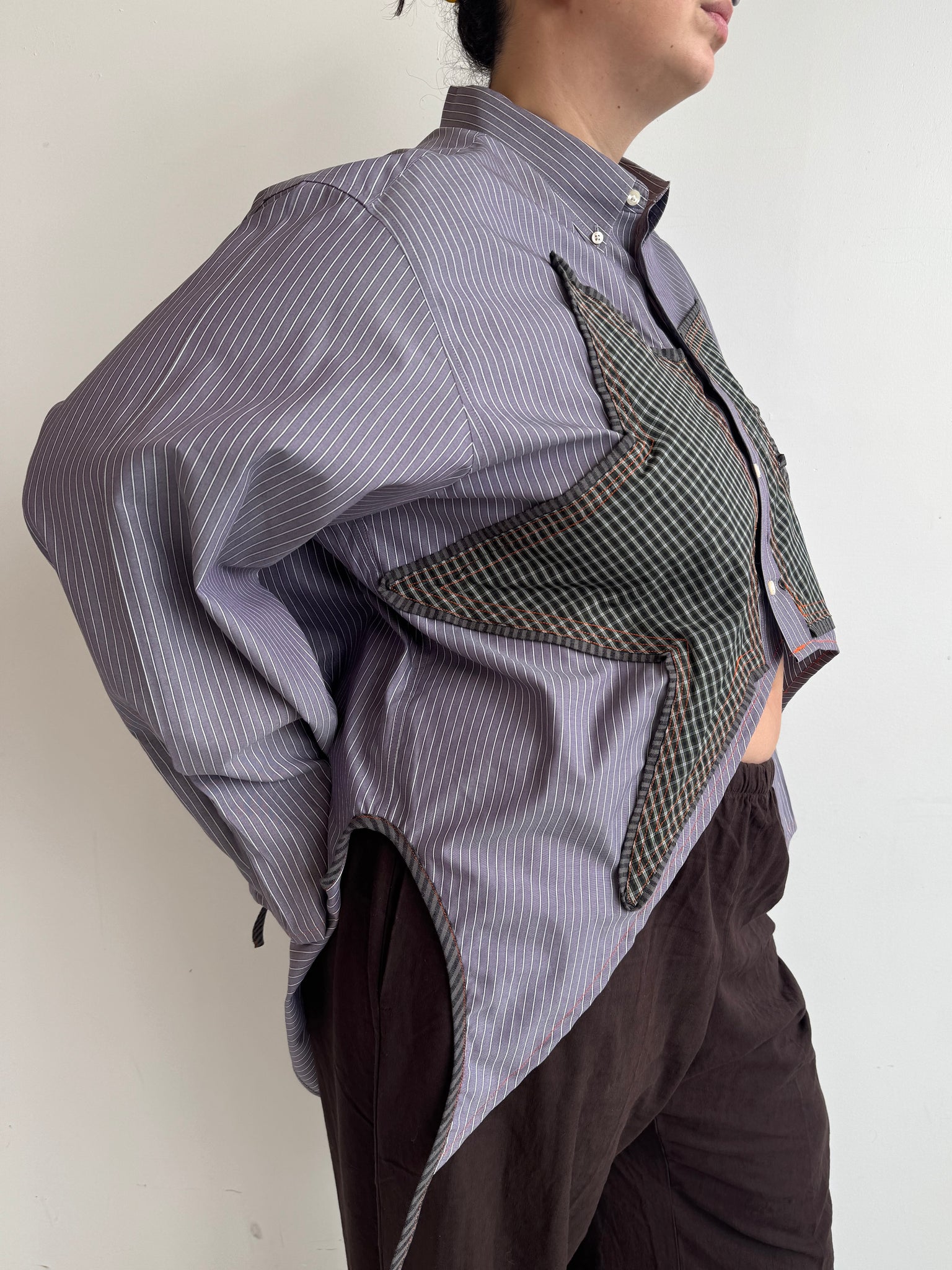 Tiberi x BRZ - Reworked Pinstripe Star Shirt (2X/3X)