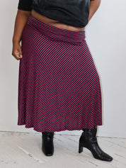 Vintage - Fuchsia Striped Skirt (XL-2X)