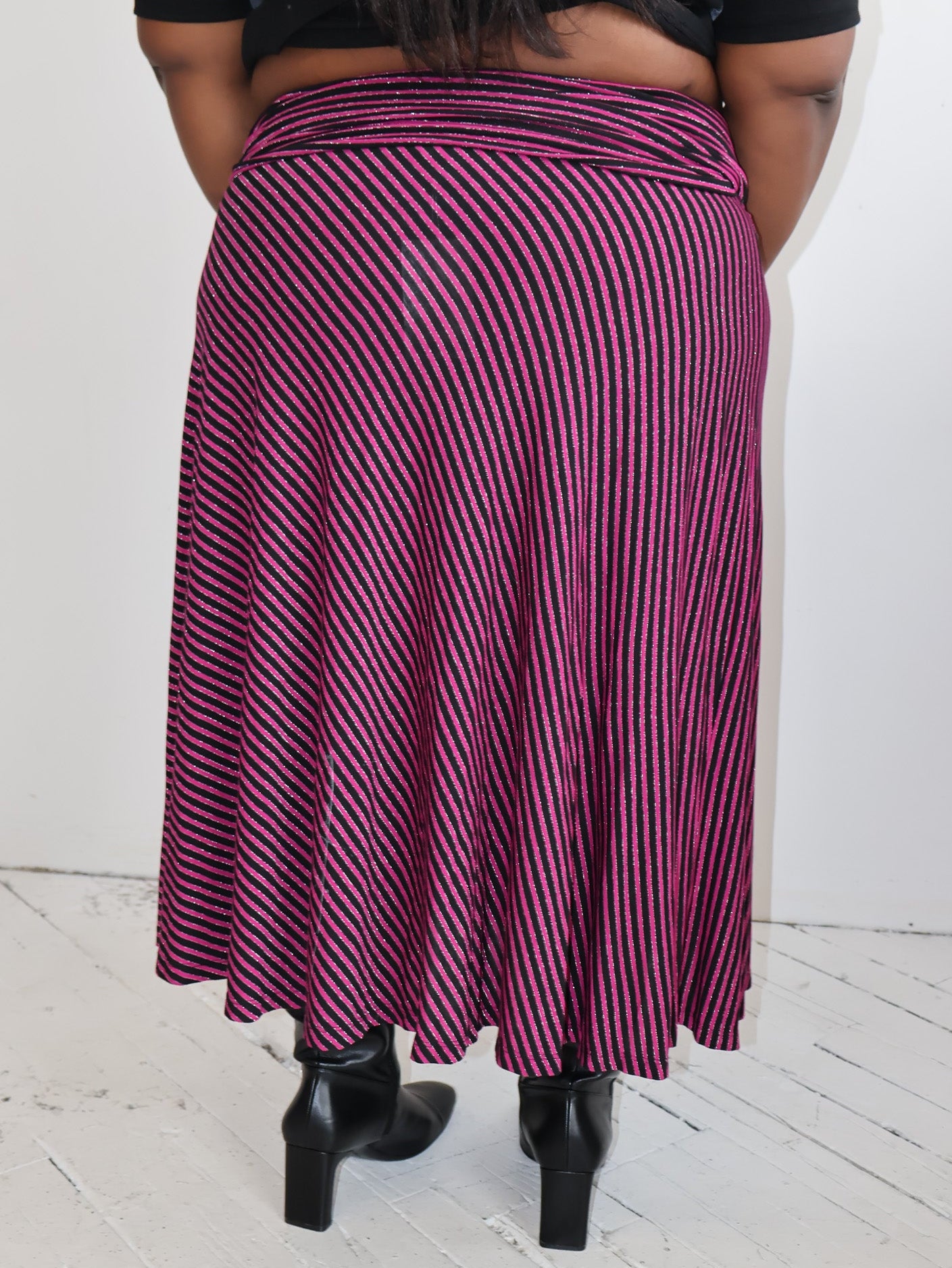 Vintage - Fuchsia Striped Skirt (XL-2X)