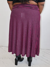 Vintage - Fuchsia Striped Skirt (XL-2X)