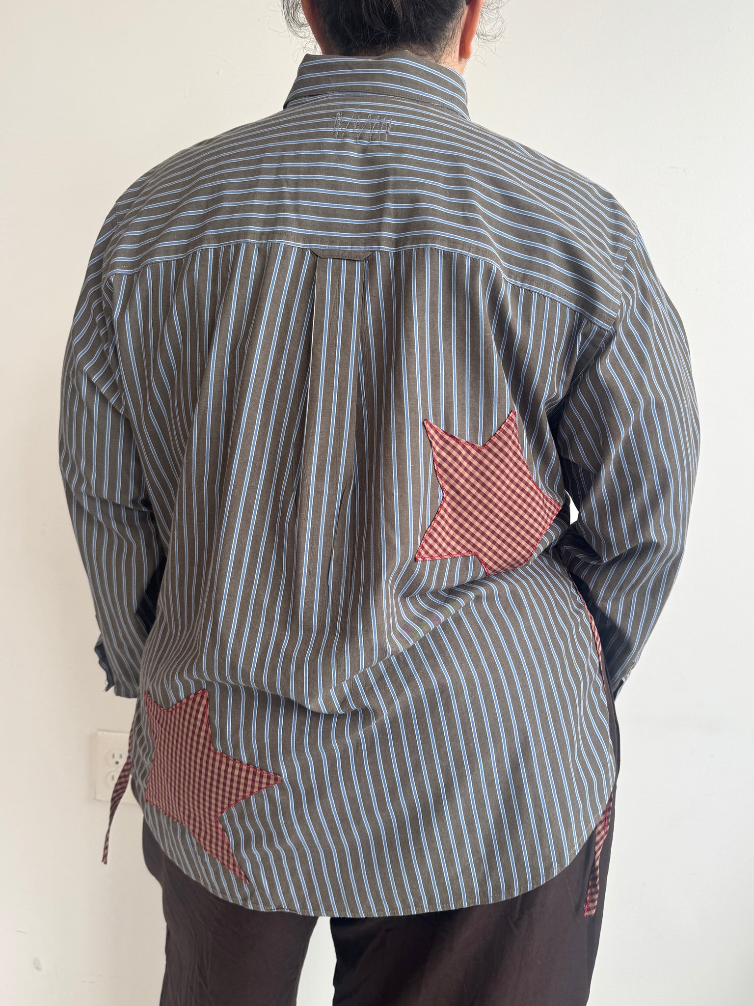 Tiberi x BRZ - Brown & Red Reworked Cutout Star Shirt (1X)