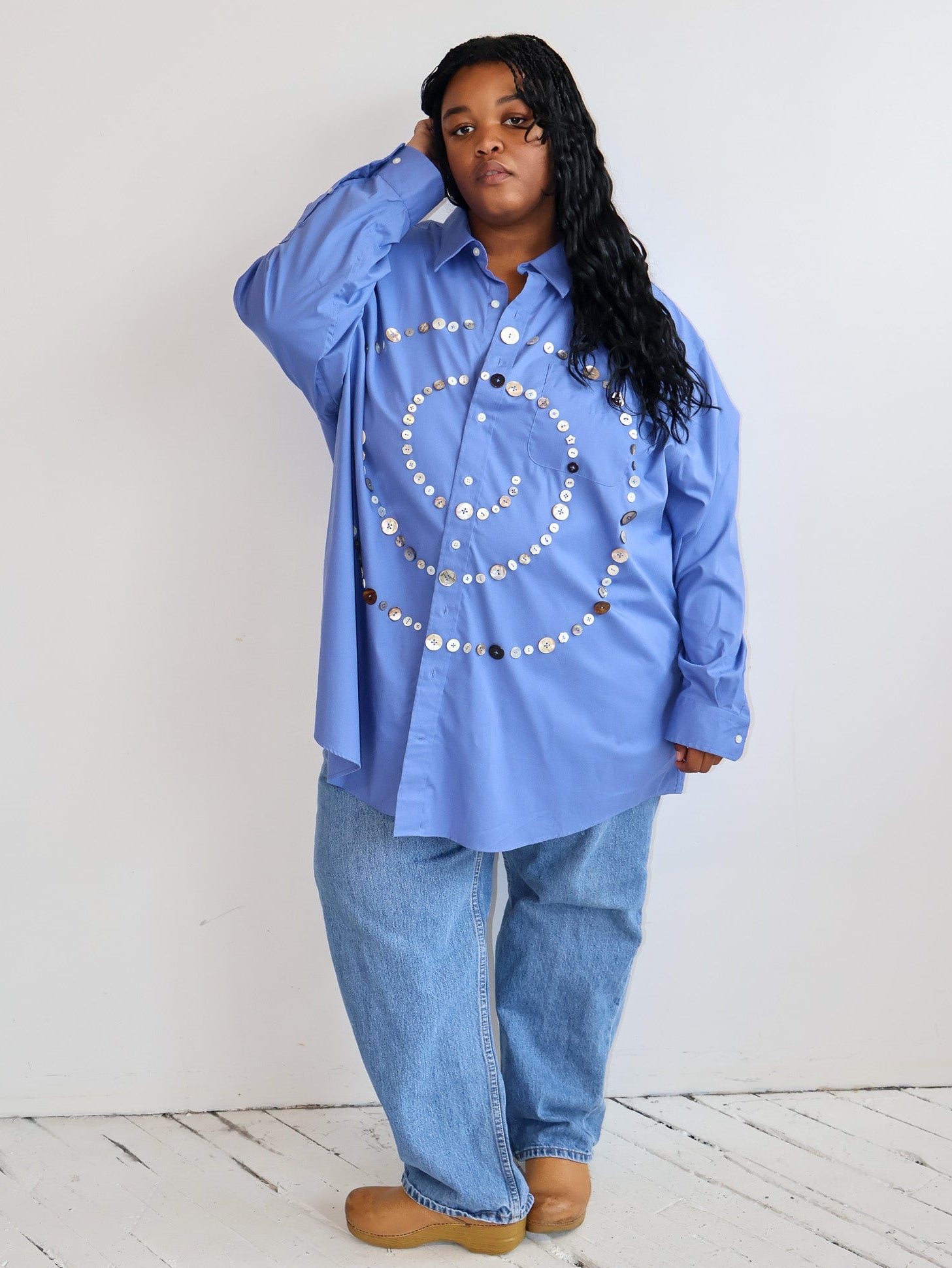 Maya x BRZ - Solid Blue Button Down (3X/4X)