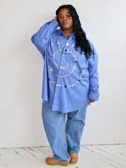 Maya x BRZ - Solid Blue Button Down (3X/4X)