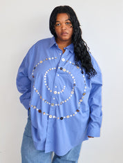 Maya x BRZ - Solid Blue Button Down (3X/4X)