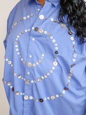 Maya x BRZ - Solid Blue Button Down (3X/4X)