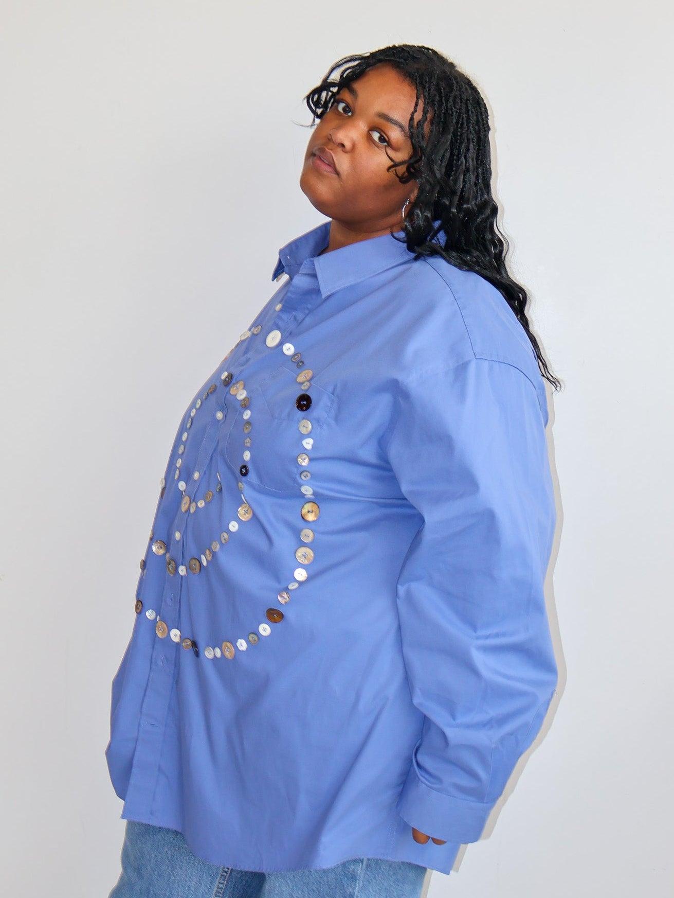 Maya x BRZ - Solid Blue Button Down (3X/4X)